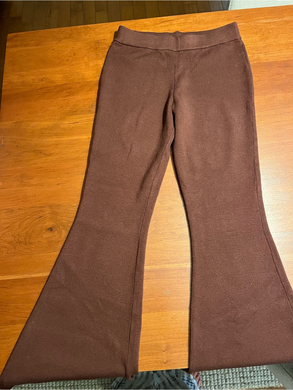 Women's Brown Flared Knit Pants